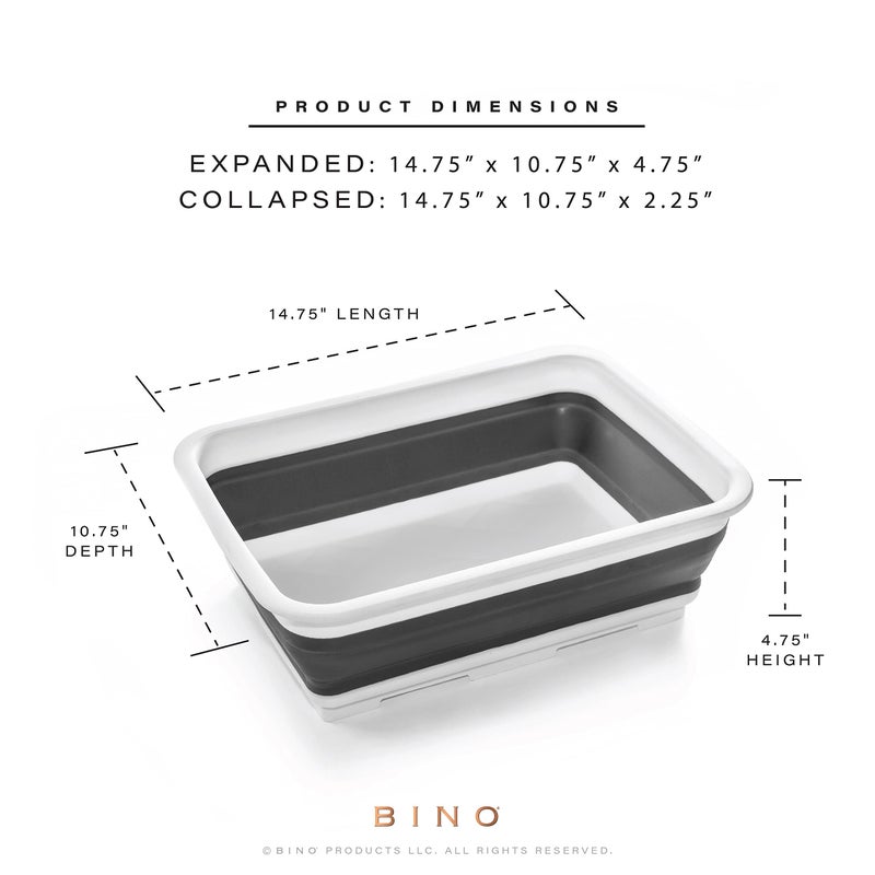 BINO Collapsible Wash Basin - White | Portable Dish Tub | Kitchen | Camping | Sink | Home Essentials | Baby Travel | Folding Dish Pan for Maximum Space Saving - Image 3